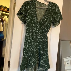 Green Polka Dot Wrap Dress